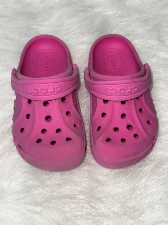 CROCS Clogs Little Kid 9 Two Pairs Hot Pink Purple Glitter - Picture 2 of 10
